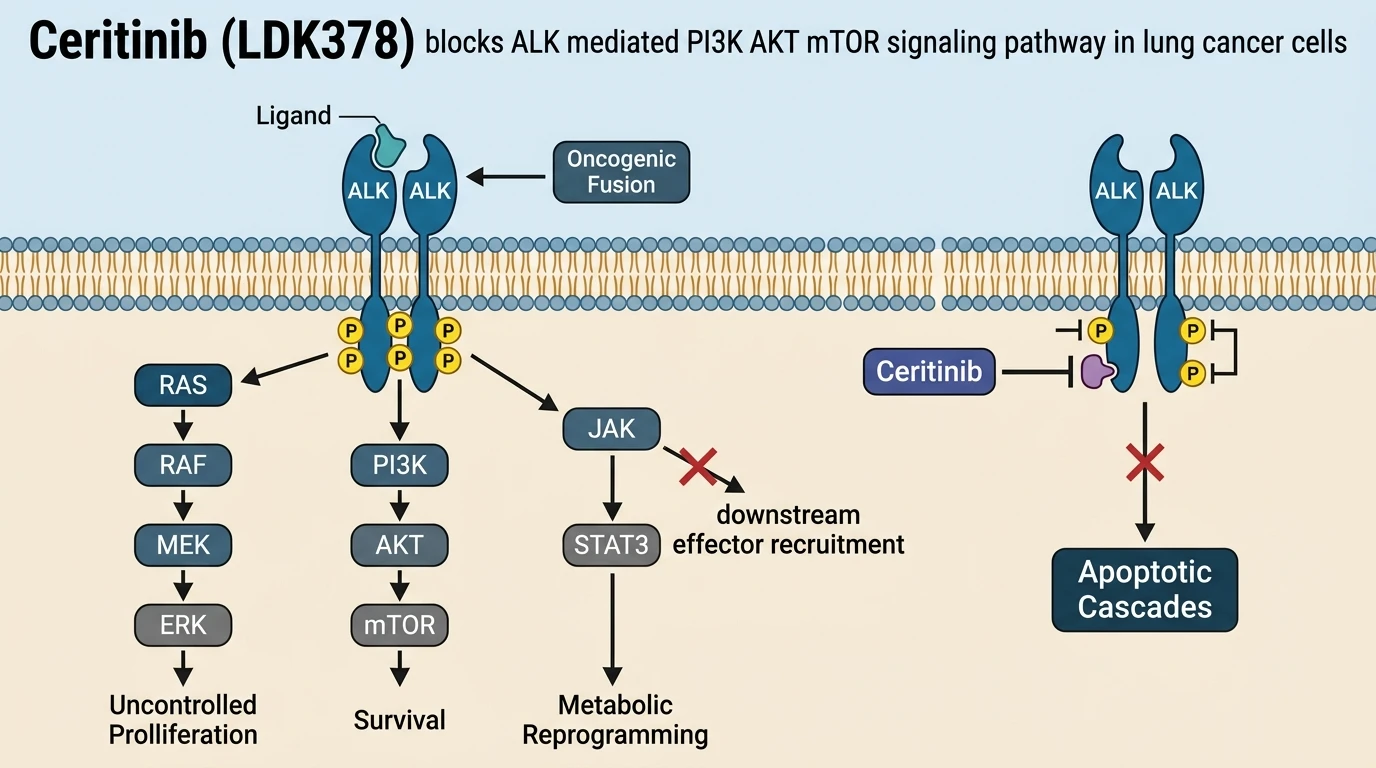 Ceritinib LDK378 blocks ALK mediated PI3K AKT mTOR signaling pathway in lung cancer cells