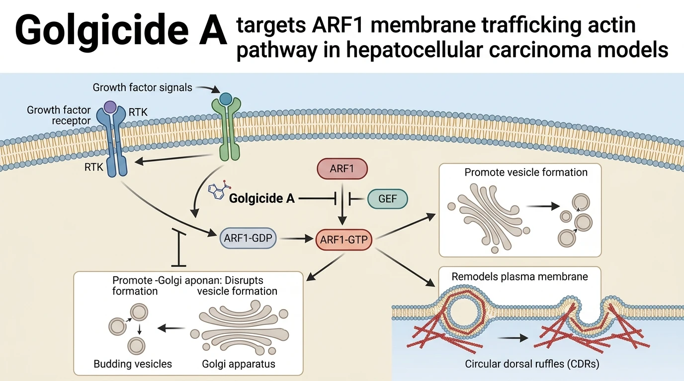 Golgicide A targets ARF1 membrane trafficking actin cytoskeleton pathway in hepatocellular carcinoma models