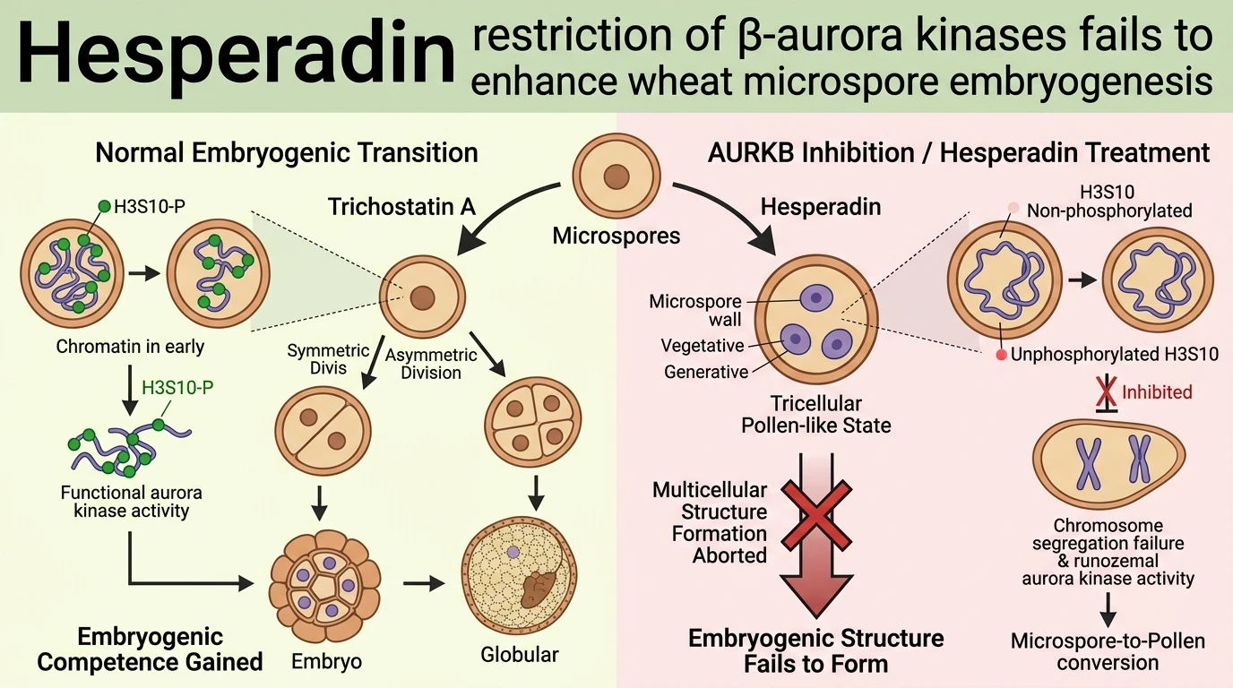 Schematic diagram of plant β-aurora kinase histone H3 phosphorylation pathway during microspore division