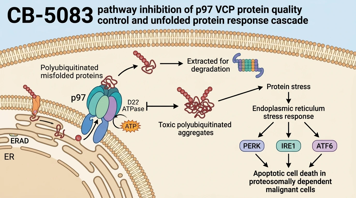CB-5083 pathway inhibition of p97 VCP protein quality control and unfolded protein response cascade